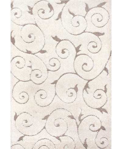 Nuloom Pattern Shag Vine Swirls Maisha 5'3" X 7'6" Area Rug In Cream