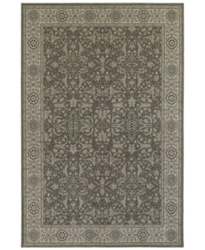Jhb Design Tidewater Floral Sarouk Grey Ivory Area Rugs