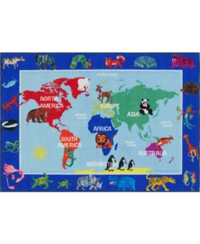 Eric Carle Home Dynamix  Elementary World Map Blue Area Rug Collection