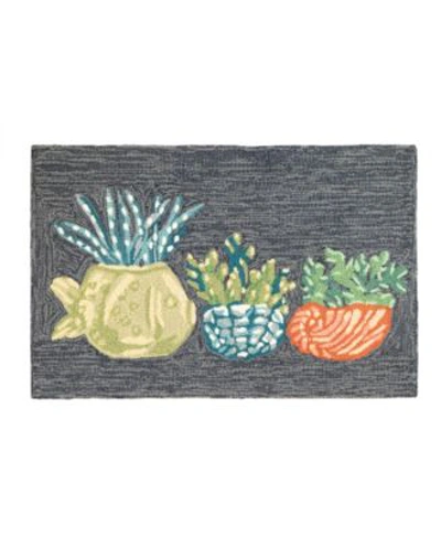 Liora Manne Frontporch Happy Plant Area Rug In Navy