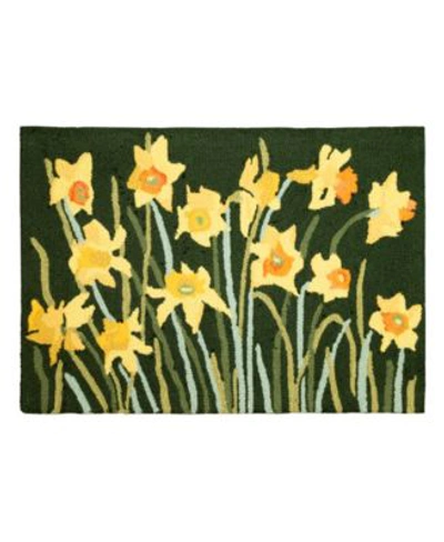 Liora Manne Frontporch Daffodil 1'8" X 2'6" Outdoor Area Rug In Green