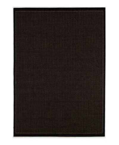Couristan Closeout  Recife Saddle Stitch Black Cocoa Indoor Outdoor Rug