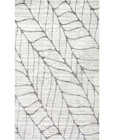Nuloom Smoky Abstract Leaves Silver Area Rug In Light Gray