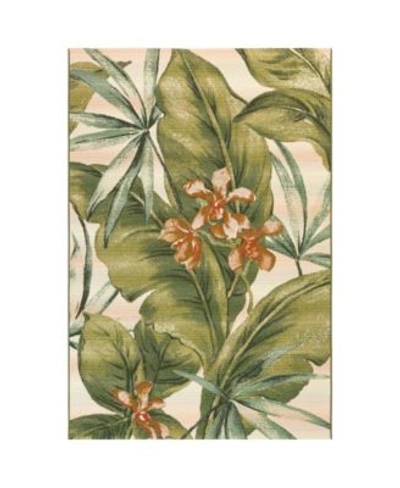 Liora Manne Marina Tropical Leaf Cream 3'3" X 4'11" Outdoor Area Rug