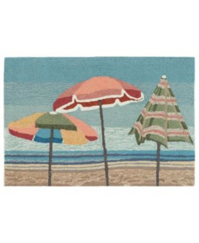 Liora Manne Frontporch Beach Umbrellas Area Rug In Aqua