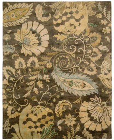 Nourison Closeout  Rajah Paisley Floral Moss Area Rugs