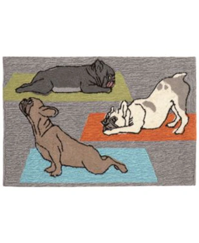 Liora Manne Front Porch Indoor Outdoor Yoga Dogs Heather Area Rug