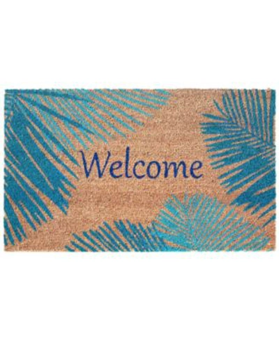 Liora Manne Natura Palm Border Blue Coir Doormat In Multi