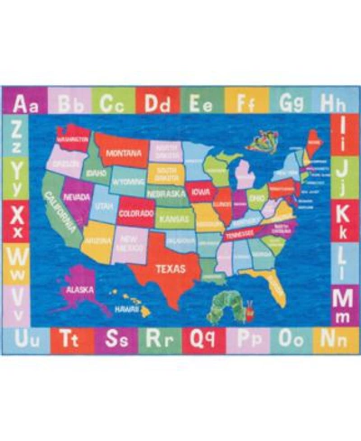 Eric Carle Home Dynamix  Elementary Usa Map Blue Area Rug Collection