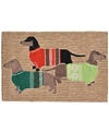 Liora Manne Front Porch Indoor/outdoor Holiday Hounds Neutral 2'6" X 4' Area Rug In Tan/beige