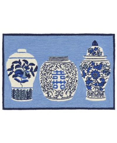 Liora Manne Front Porch Indoor Outdoor Ginger Jars Blue Area Rugs