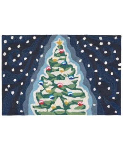 Liora Manne Front Porch Indoor Outdoor Xmas Tree Midnight Area Rug