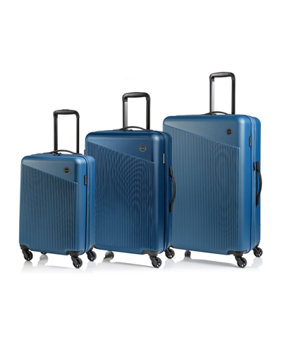 Champs 3 Piece Astro Hardside Luggage Set In Blue