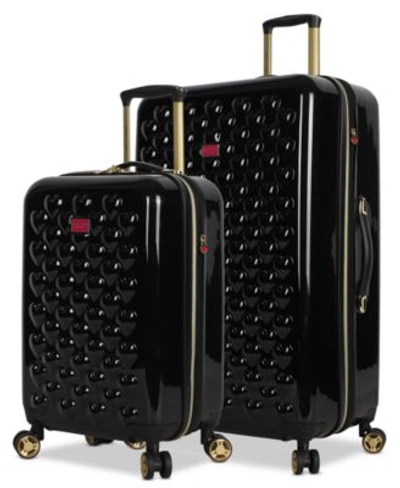 Betsey Johnson Heart To Heart Hardside Luggage Collection In Black