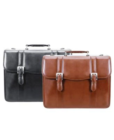 Mcklein V Series Flournoy Leather Double Compartment Laptop Briefcase Collection In Black