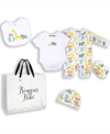 ROCK-A-BYE BABY BOUTIQUE BABY BOYS AND GIRLS COLORFUL ZOO LAYETTE GIFT IN MESH BAG, 5 PIECE SET