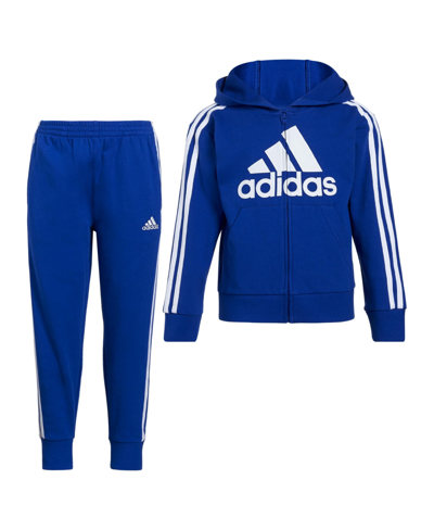 Adidas Originals Adidas Little Boys Hooded Jacket And Pants, 2-piece Set In Team Royal Blue