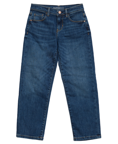 Guess Big Girls Denim 5 Pocket Straight Jeans In Medium Wash