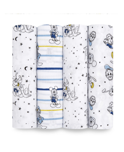 Aden By Aden + Anais Mickey Stargazer Swaddle Blankets, Pack Of 4 In Blue