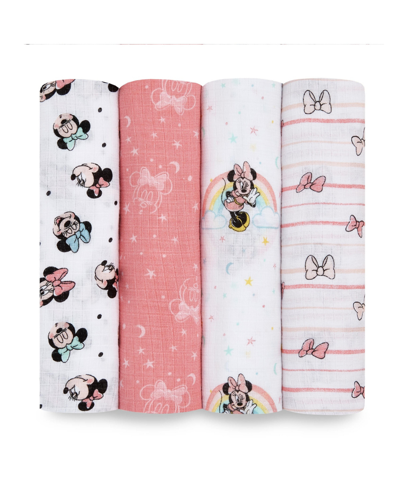 Aden By Aden + Anais Baby Girls Minnie Swaddle Blankets, Pack Of 4 In Pink