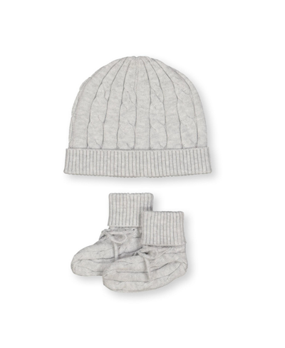 Hope & Henry Baby Sweater Beanie And Bootie Set In Light Gray Heather