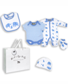 ROCK-A-BYE BABY BOUTIQUE BABY BOYS ELEPHANTS LAYETTE GIFT IN MESH BAG, 5 PIECE SET