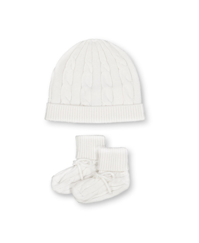 Hope & Henry Baby Sweater Beanie And Bootie Set In Soft White