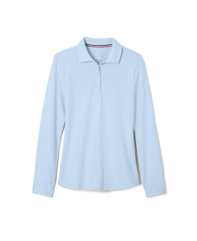 French Toast Little Girls Long Sleeve Interlock Knit Polo With Picot Collar In Blue