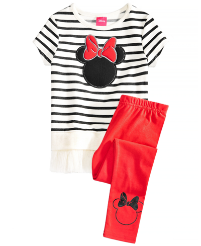 Disney Toddler Girls 2-pc. Minnie Mouse Silhouette Top & Leggings Set In Cashmere