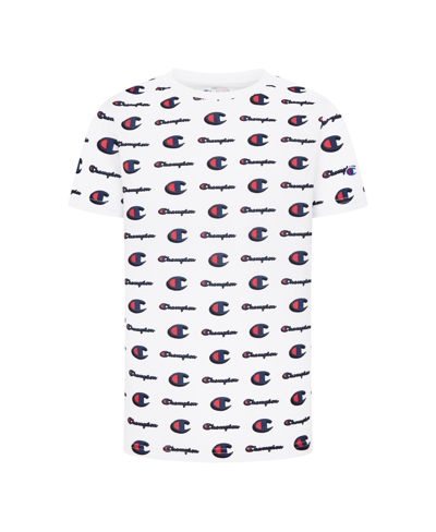 Champion Kids' Big Boys All Over Print Short Sleeve T-shirt In White