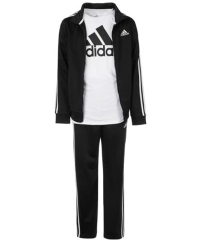 Adidas Originals Big Boys Iconic Tricot Jacket Pants Logo T Shirt Separates In Collegiate Navy