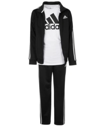 Adidas Originals Kids' Big Boys Iconic Tricot Jacket Pants Logo T Shirt Separates In Collegiate Navy