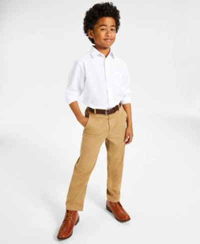 Nautica Big Boys Stretch Woven Shirt Flat Front Performance Pants Separates In Khaki