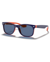 Ray-ban Jr Kids Sunglasses, Rj9052s New Wayfarer (ages 11-13) In Blue On Orange