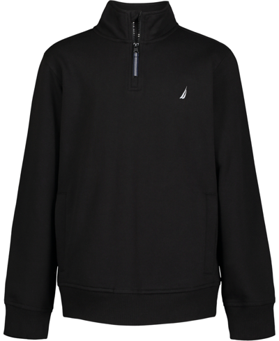 Nautica Little Boys Fleece Mock Neck Pullover Sweatshirt In Black