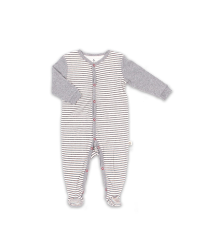 Snugabye Baby Neutral Stripe Sleeper Coveralls In Gray