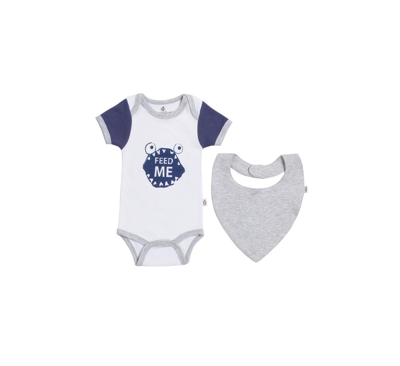 Snugabye Baby Boys Short Sleeve Bodysuit And Bib, 2 Piece Set In White