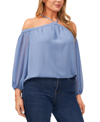 1.state Trendy Plus Size Cold-shoulder Blouse In Porcelain Blue
