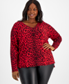 INC INTERNATIONAL CONCEPTS LEOPARD-PRINT V-NECK SWEATER, CREATED FOR MACY'S