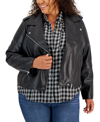 INC INTERNATIONAL CONCEPTS PLUS SIZE FAUX-LEATHER MOTO JACKET, CREATED FOR MACY'S