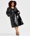 NINA PARKER TRENDY PLUS SIZE FAUX-LEATHER TRENCH COAT