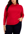 Tommy Hilfiger Plus Size Long Sleeve Knit Turtleneck Top In Chili Pepper