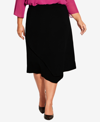 Avenue Plus Size Vicky Asymmetrical Skirt In Black