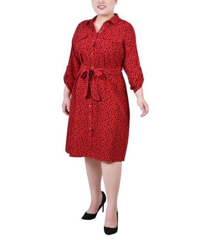 Ny Collection Plus Size Printed Shirt Dress In Ski Patrol Black Icemoon