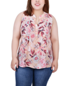 Ny Collection Petite Sleeveless Pintucked Blouse In Neural Nouveau