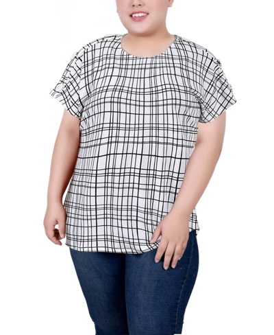 NY COLLECTION PLUS SIZE SHORT EXTENDED SLEEVE TOP