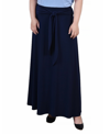 Ny Collection Petite Solid Maxi Skirt With Sash Waist Tie In Navy