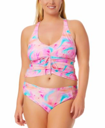 CALIFORNIA WAVES SALT COVE PLUS SIZE TIE DYE TANKINI TOP BIKINI BOTTOMS
