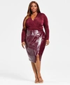 NINA PARKER TRENDY PLUS SIZE CROSSOVER BODYSUIT TRENDY PLUS SIZE FAUX LEATHER SKIRT CREATED FOR MACYS