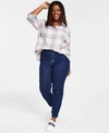 TOMMY HILFIGER PLUS SIZE ROLL TAB PLAID SHIRT GRAMERCY PULL ON JEANS CREATED FOR MACYS